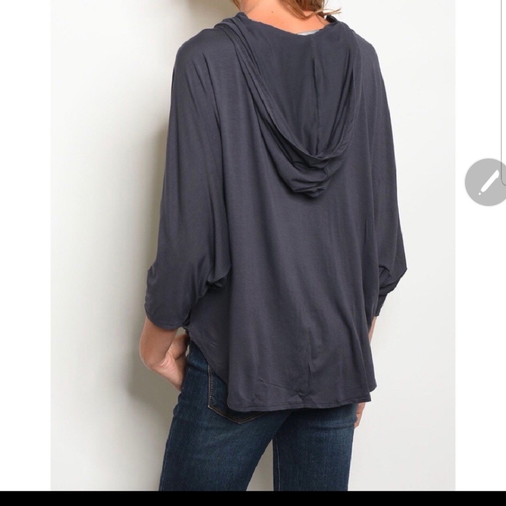 143rd Style Haus Gray V-neck Hoodie Top - Picture 6 of 6